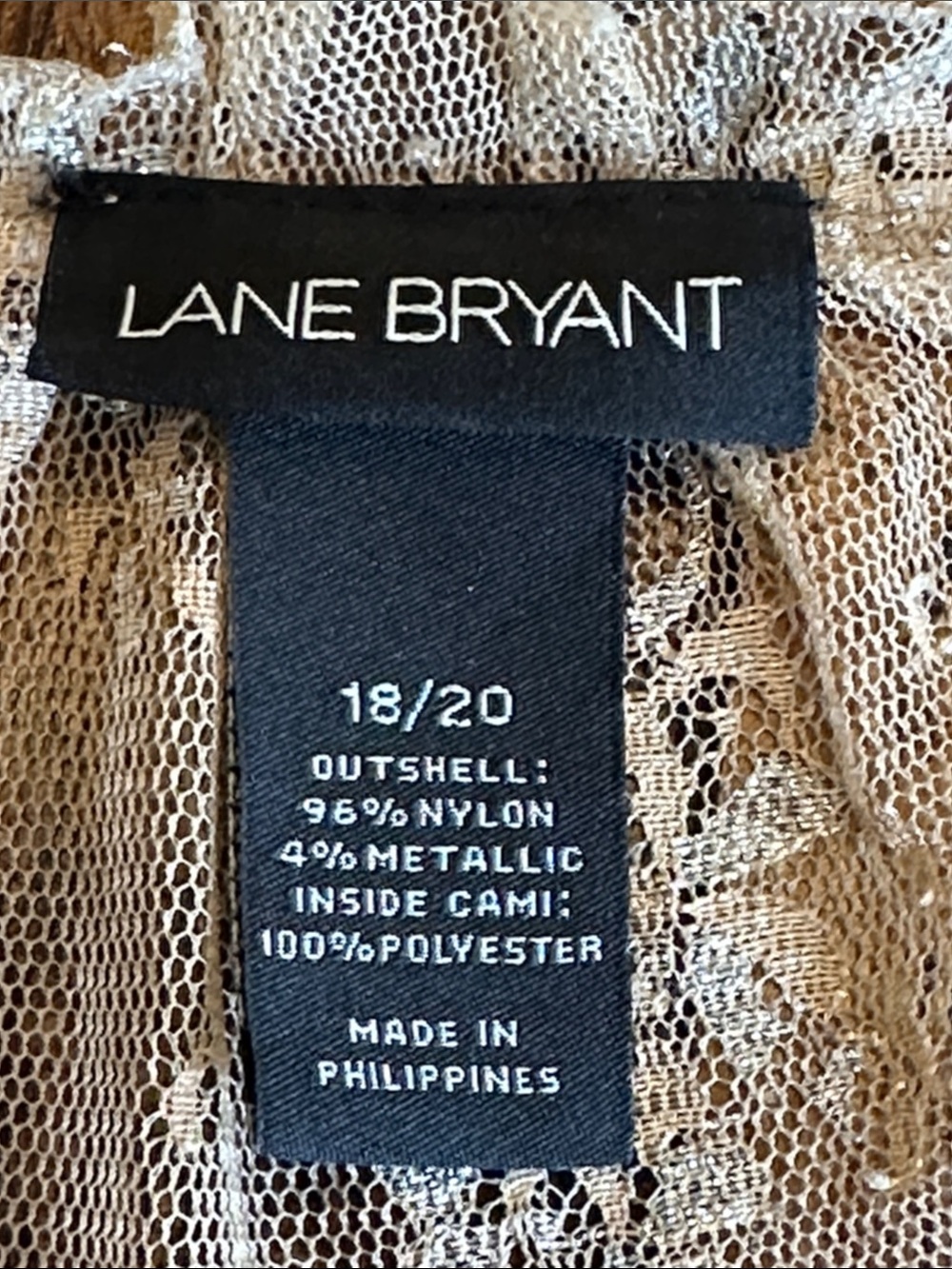 Lane Bryant | Metallic Floral Sheer Lace Blouse, Size 18/20 - Picture 6 of 8
